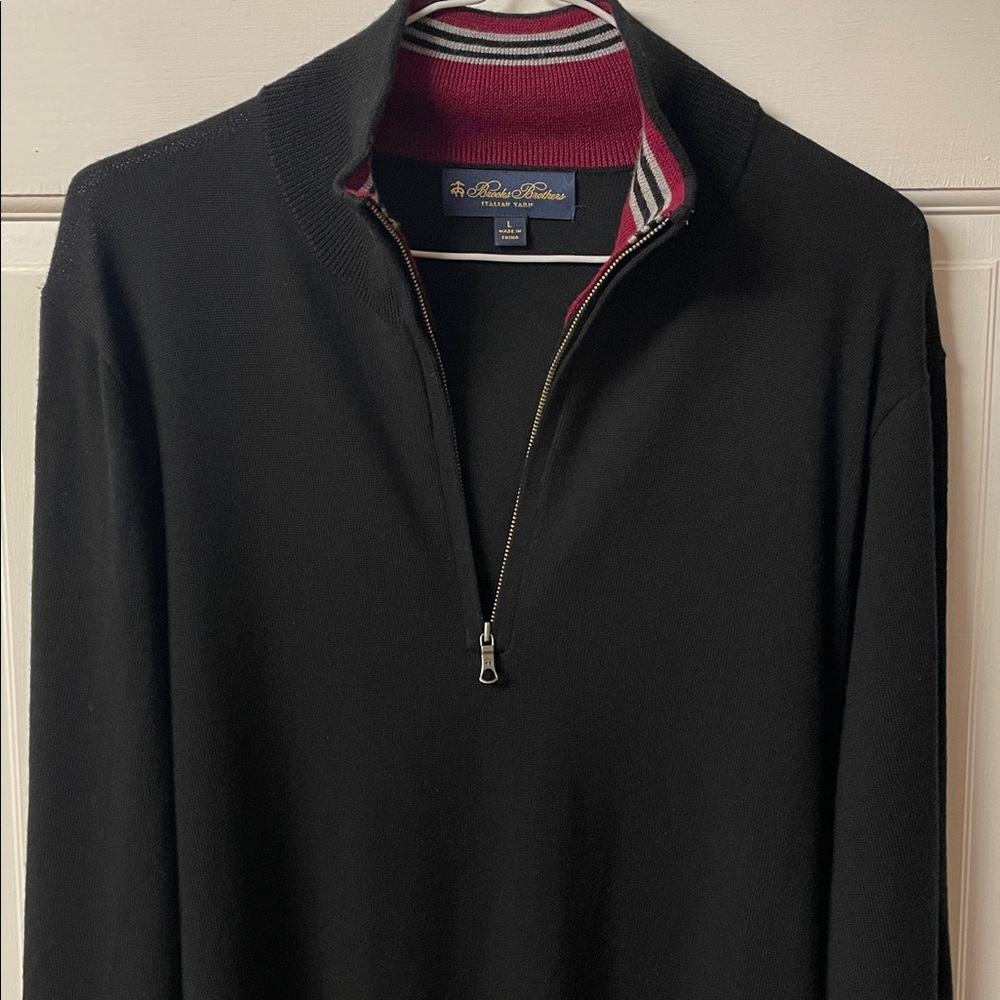 Brooks Brothers washable extra-fine merino wool half-zip sweater men’s size L - Picture 6 of 15